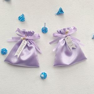 Custom Logo Elegant Silk Satin Shopping Bags Ribbon Handle Small Dust Pouch for Candy <b>Biscuit</b> Dust Eco-Friendly <b>Gift</b> Packaging - Product Image 4
