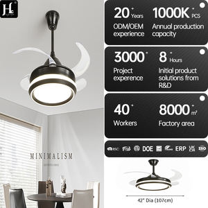 Ventilador de Techo Moderno con Luz LED Retráctil Invisible, Color Negro, con Control Remoto para Sala de Estar y Dormitorio - Product Image 5