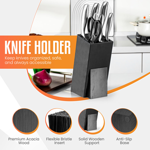 Juego de Cuchillos de Cocina Antiadherentes Negros de 6 Piezas, Bloque de Cuchillos de Acero Inoxidable para Carnicero y Chef - Product Image 1