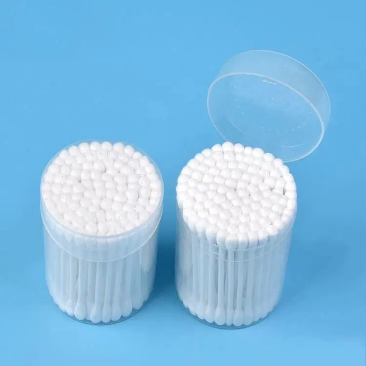 Facial exfoliating puritan cosmetic q-tips medical cotton bud portable safe container plastic stick cotton swabs