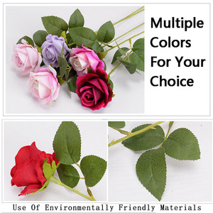 Hoa Hồng Giả Nhiều Màu Đỏ Trắng Hồng Xanh Dương Tím Màu Xanh Lá Cây Hoa Hồng Nhân Tạo Hoa Đơn Bằng Nhung Cho Đám Cưới Trang Trí Nhà Cửa - Product Image 3