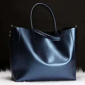 Wholesale Custom Logo Fashion Large Capacity Luxury Genuine Leather Women Tote Bags