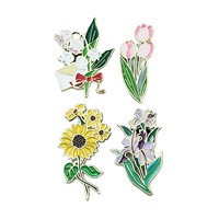 Nouvelle tendance : Broche personnalisée imitation fleur antique, style pastoral, tournesols et orchidées, épingles en émail souple