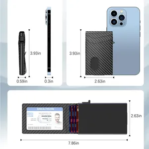 Minimalista RFID Bloqueio Carteira De Couro Bifold Inteligente Pop Up Titular Do Cartão com ID Janela Money Clip Fecho Magnético