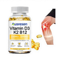 Ausreson OEM Halal Marque Privée Vitamine D3K2 Complément Santé Cardiaque Soutien Immunitaire Calcium Vitamine D3 K2 B12 Gélules Molles