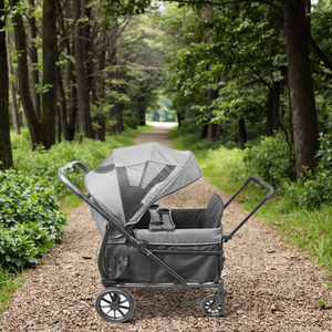 Xe đẩy đa địa hình gấp gọn Brightbebe dành cho 2 trẻ em, có ghế ngồi cao & dây an toàn 5 điểm, kèm mái che cho trẻ nhỏ - Product Image 2