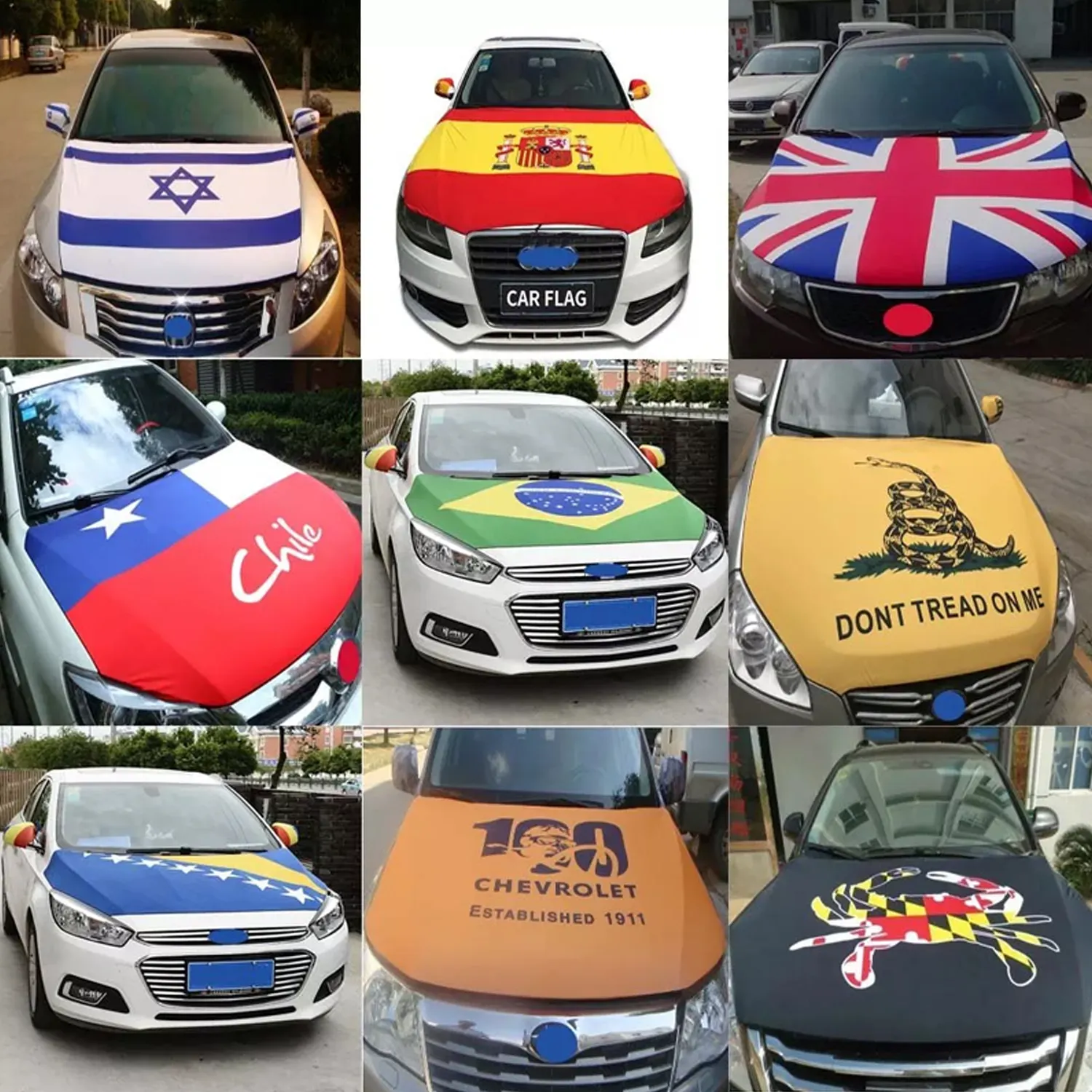 Couvre-capot de voiture albanie drapeau brésil australie couvre-capot de moteur de voiture drapeau personnalisé