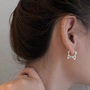 14k Rắn vàng sen <span class=keywords><strong>Hello</strong></span> <span class=keywords><strong>Kitty</strong></span> mèo dễ thương động vật Bông tai quà tặng cho phụ nữ cô gái Clicker Huggie Hoop đồ trang sức - Product Image 5