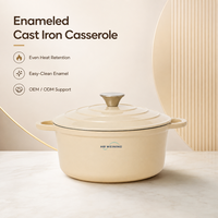 Casserole en fonte émaillée personnalisée en gros avec couvercle, ustensile de cuisson robuste pour la cuisine, fournisseur OEM ODM