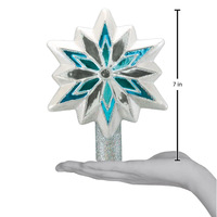 Ornement soufflé en verre de dessus d'arbre de flocon de neige de Noël pour l'arbre de Noël écologique