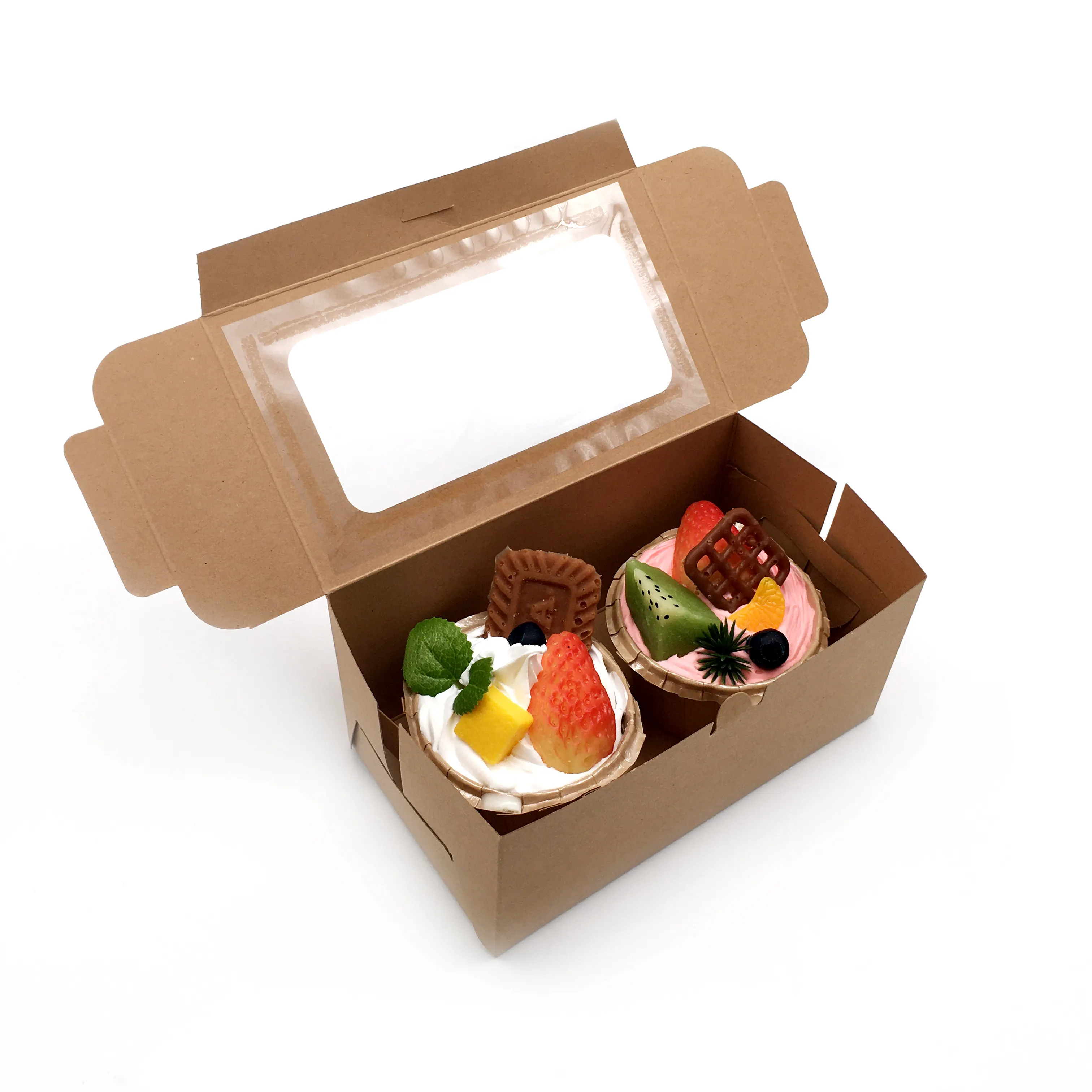 Caja de papel de grado alimenticio, cartón blanco con logotipo personalizado impreso, regalo de cumpleaños, pastelería, con ventana transparente, nuevo diseño