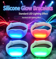 Bracelet LED rechargeable en silicone, télécommande, 15 couleurs, bracelet lumineux étanche, bracelet lumineux, logo personnalisé