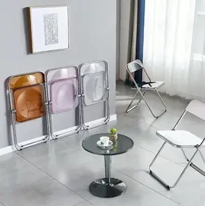 Multifonctionnel <span class=keywords><strong>Pas</strong></span> <span class=keywords><strong>Cher</strong></span> Partie Camping En Plein Air Salon Métal Clair Transparent Acrylique Chaises Pliantes - Product Image 6