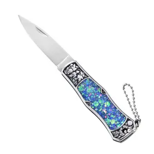 Women's Gift Mini Pocket Knife With Resin Handle Easy to Carry Key Chain Camping Folding Knife