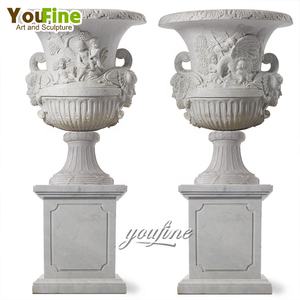 Pots de fleurs en marbre de style moderne pour jardin extérieur en pierre naturelle de grande taille à vendre - Product Image 2