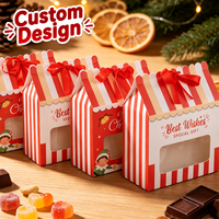 Boîte cadeau de Noël en forme de maison avec fenêtre, boîte à bonbons en papier pour emballage de fêtes, vente en gros pour distributeurs