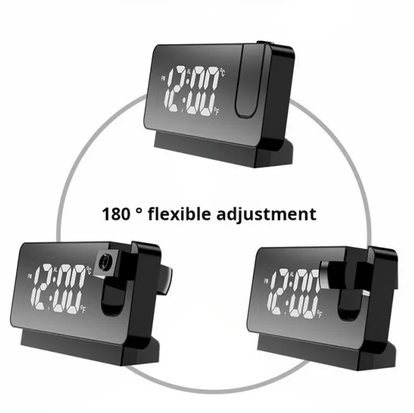 Reloj silencioso Digital de pantalla grande, escritorio alimentado por USB, proyección ajustable de 180 grados, reloj despertador automático sensible a la luz