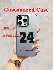 Cover per Telefono Personalizzata con Numero Portafortuna, Design Fai-da-Te, Dipinta UV, <span class=keywords><strong>Foto</strong></span> Data, 1 Pezzo, Personalizzazione Colore Argento, IMD TPU per 17/16/15/14 - Product Image 1