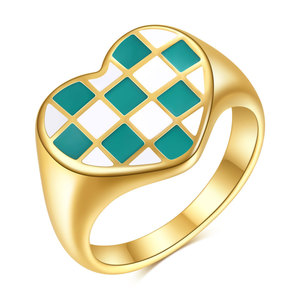 Anillo de Ajedrez en Blanco y Negro con Forma de Corazón de 14 mm, Acero Inoxidable 304, Joyería de Moda Unisex, Regalo - Product Image 5