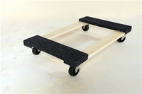 Chariot de déménagement avec extrémités en moquette grise Chariot à outils en bois TC0500 Chariot pour meubles en bois Chariot à 4 roues 300kg Capacité de charge