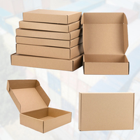 Boîte d'expédition ondulée avec logo personnalisé, papier kraft noir et marron avec fermeture à glissière avec bande déchirable, revêtement UV, logo en relief