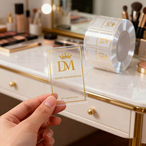 Etichette Autoadesive Personalizzate con Logo Stampato, Impermeabili, in Lamina d'Oro, Etichette Trasparenti per Cosmetici con Testo e Logo Personalizzati - Product Image 1