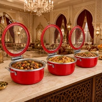 Matériel de restauration XINGPAI, réchaud à buffet pour hôtel, réchaud à buffet en acier inoxydable, plat de service rond 4L, ensemble de réchauds à buffet