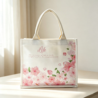 Nouveau design, sac fourre-tout en toile grande capacité, fermoir à bouton, motif floral personnalisable, durable, écologique, idéal pour les cadeaux.