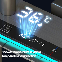 Système de douche thermostatique à affichage numérique, commande intelligente par touches piano, pommeau de douche pluie en acier inoxydable avec barre coulissante