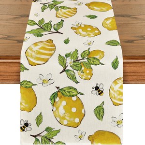 Italia piastrelle <span class=keywords><strong>blu</strong></span> Runner decorativo, limoni italiani estate decorazioni da tavolo Runner per sala da pranzo decorazione cassettone <span class=keywords><strong>cucina</strong></span> - Product Image 1