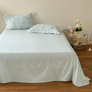 Set di <span class=keywords><strong>copripiumino</strong></span> in cotone stile pastorale ragazza quattro pezzi di pizzo ricamato fresco a doppio strato per tre pezzi <span class=keywords><strong>singolo</strong></span> dormitorio - Product Image 1