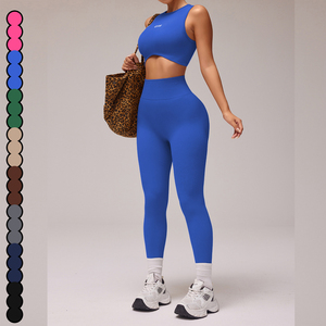 Da <span class=keywords><strong>donna</strong></span> <span class=keywords><strong>sostenibile</strong></span> 2 pezzi Set Yoga pesca stretto Hip <span class=keywords><strong>abbigliamento</strong></span> sportivo per Fitness da corsa traspirante tinta unita senza soluzione di continuità - Product Image 6