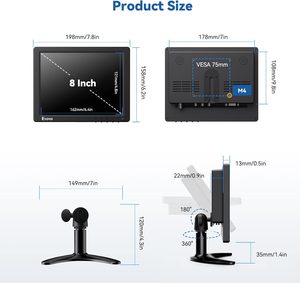 Eyoyo IPS 迷你安全摄像头监视器，带/VGA/AV/BNC 输入，适用于 <span class=keywords><strong>Raspberry</strong></span> <span class=keywords><strong>Pi</strong></span> 和 NVR 系统 - Product Image 6