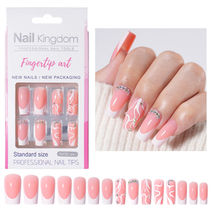 Nouvelle presse sur les ongles <span class=keywords><strong>avec</strong></span> embouts français blancs <span class=keywords><strong>Strass</strong></span> Luxe longue longueur pour traîner ou faire du shopping 30pcs - 15 tailles - Product Image 2