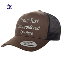 Gorra de béisbol Richardson 112 de malla tipo trucker con parche de cuero, 6 paneles, color verde oliva, con logo personalizado JX