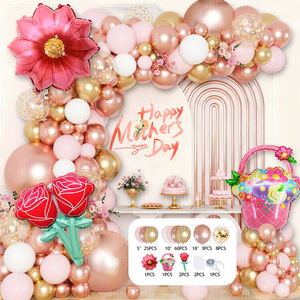 Kit d'arche de ballons en latex rose pour décoration de fête avec ballon cœur en feuille d'aluminium pour la fête des mères - Product Image 6