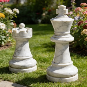 Juego de Esculturas de <span class=keywords><strong>Ajedrez</strong></span> de Mármol Blanco YOUFINE para Decoración de Jardín Exterior - Product Image 5
