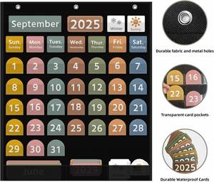 Calendario Educativo de Bolsillo con 96 Tarjetas de Aprendizaje, Tabla Colgante para el Aula y Niños en Educación Escolar en Casa - Product Image 6