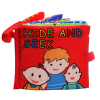 Livre en tissu Peekaboo pour bébé, jouet éducatif interactif en tissu doux, lavable, sensoriel, avec miroir, pour tout-petits et nourrissons, OEM