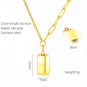 Collana Jachon di Buona Qualità <span class=keywords><strong>in</strong></span> Acciaio Inossidabile <span class=keywords><strong>con</strong></span> Catena <span class=keywords><strong>in</strong></span> <span class=keywords><strong>Oro</strong></span> 18K e Grazioso Ciondolo <span class=keywords><strong>con</strong></span> Piccola Stella e Quadrato da Donna - Product Image 4