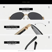 Lunettes de soleil sans monture personnalisées avec logo, bords taillés en diamant, charnière métallique Trident, design de créateur, vente en gros, mode homme femme
