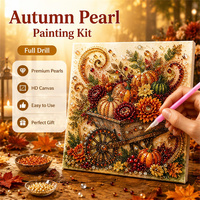 Kit de Peinture Perles d'Automne, Artisanat d'Art 3D en Perles et Diamants DIY, Décoration Murale pour la Maison, Cadeau Saisonnier Fait Main pour Thanksgiving et la Récolte
