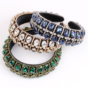 Serre-têtes baroques en cristal Hua Liyu pour femmes – Accessoires de cheveux élégants blancs, bleu marine, verts – Coiffe pour le quotidien HH0243 - Product Image 3