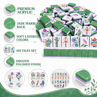 Ensemble de mahjong américain de luxe avec tapis antidérapant et supports en acrylique transparent - 166 tuiles de mahjong américaines de qualité supérieure