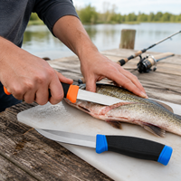 Couteau à poisson de 4 pouces en acier inoxydable pour trancher et fileter avec gaine en plastique – Cuchillo Pesca Pier Boat Kitchen Meat Veg. Outils de camping