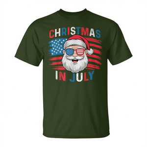 Camiseta con estampado de gafas de sol y bandera de Estados Unidos de Santa Claus en julio - Product Image 2