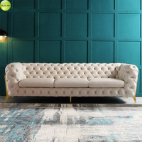Canapé en tissu de luxe italien, fauteuil capitonné en velours doux haute densité avec pieds en métal doré pour salon/hall/hôtel/appartement