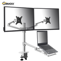 Support de Bureau en Aluminium à Double Bras pour Moniteur et Plateau pour Ordinateur Portable, pour Écran 32 Pouces et PC 17 Pouces