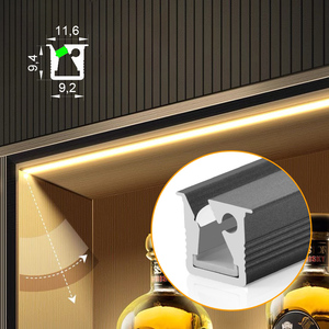 Perfil de aluminio anodizado con disipador de calor e iluminación oblicua T5 para <span class=keywords><strong>tira</strong></span> de <span class=keywords><strong>LED</strong></span> empotrada en gabinetes de cocina con alto CRI 90 - Product Image 2