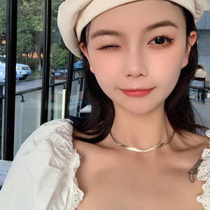 Uzun moda zincir takı, yılan kemik zinciri gerdanlık altın düz yılan zinciri - Product Image 1